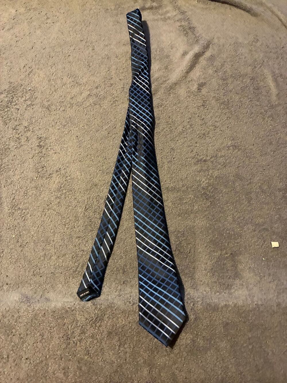 Structure Neckwear Tie Mens One Size Blue Black Windowpane Diagonal Silky
